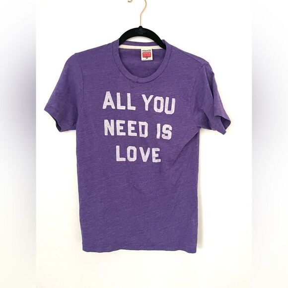 Homage shirt womens purple all you need is love short sleeve shirt - Picture 1 of 4